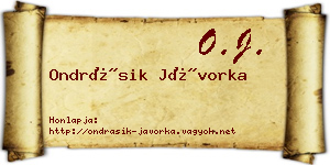 Ondrásik Jávorka névjegykártya